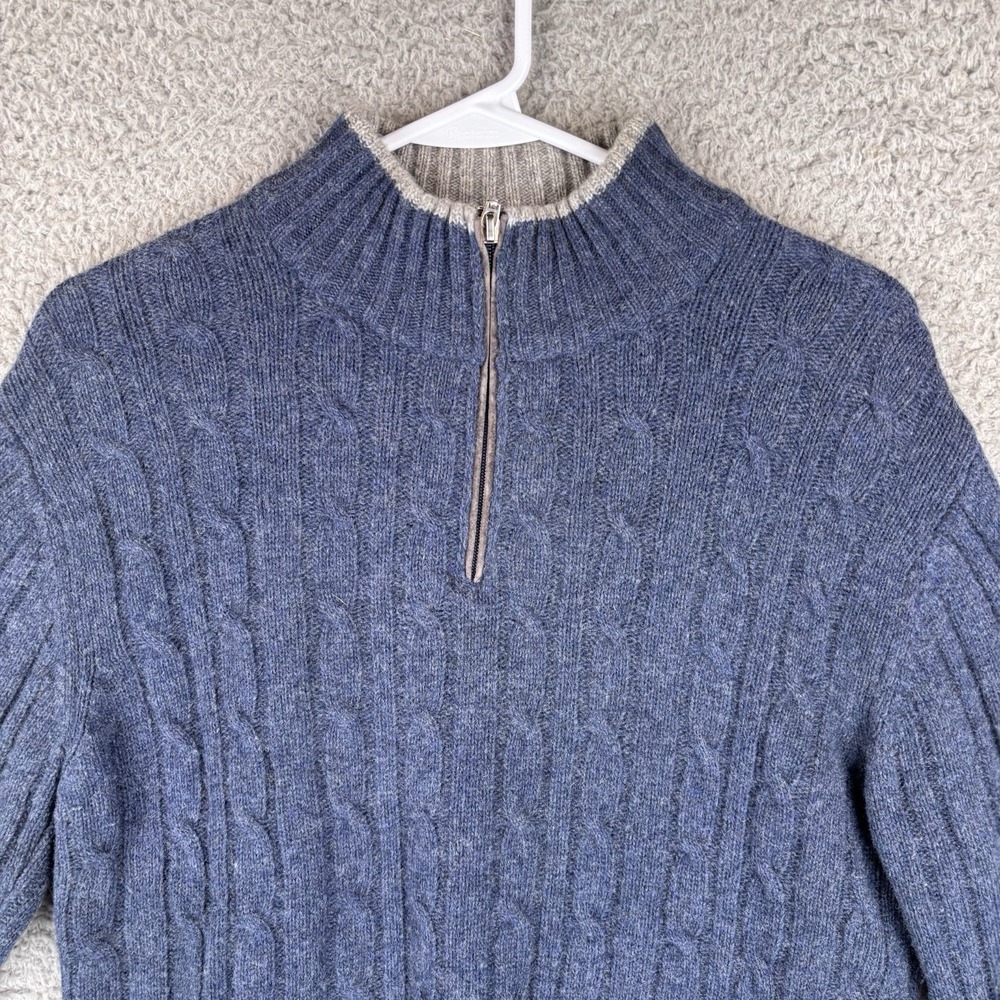 Daniele Blasi Sweater Mens Small Blue 1/4 Zip Cable Knit Wool Blend Made Italy